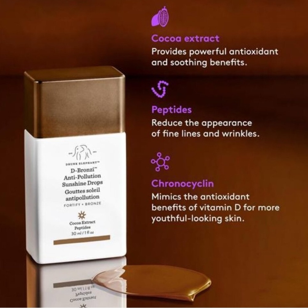 Drunk Elephant D-Bronzi Anti-Pollution Sunshine Drops - Bronze NIB - Picture 8 of 16